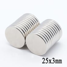 50pcs 25*3 mm N35 Super Strong Powerful Disc Round Magnet Rare Earth Permanent Neodymium Magnets 25x3 mm 2024 - buy cheap