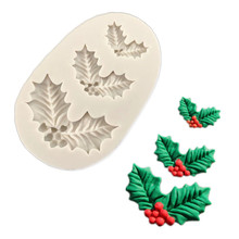 Christmas Holly Decoration Fondant Cake Silicone Mold Chocolate Candy Molds Cookies Pastry Biscuits Mould DIY Cake Baking Tools 2024 - buy cheap