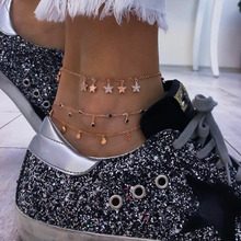 3 Pcs/Set Women Fashion Crystal Star Pendant Black Gems Gold Chain Anklet Set Bohemian Charm Beach Accessories Christmas Gift 2024 - buy cheap