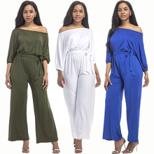 New Women's jumpsuits & rompers sexy night club slash-neck causal half sleeve full length jumpers European and American style 2024 - buy cheap