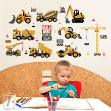 construction vehicles wall stickers decals backhoe excavator bulldozer truck diy 2024 - buy cheap