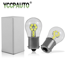 YCCPAUTO 2Pcs 1156 Ba15s P21w LED Car Light Bulbs 12V Glass Shell 3030 LED Auto Parking Lamp Reverse Backup Lights DRL White 2024 - buy cheap