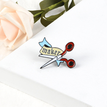 Scissors User Pin"Maker"Craft Worker Accessories Enamel Brooches Denim Lapel Jewelry Badges for friend Gifts 2024 - buy cheap