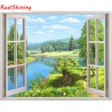 5D Diy Diamond Painting Cross Stitch full Square Diamond Embroidery Spring river window picture for room Decor H1119 2024 - buy cheap