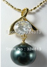 Envío Gratis> @> collar de perlas redondas y colgante de cristal de concha de mar negra caliente 2024 - compra barato