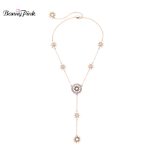 Banny Pink Bling Bling Rhinestone Chamrs Chain Necklace Chunky Stars Pendant Party Necklace Elegant Statement Necklace Colliers 2024 - buy cheap