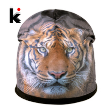 Gorros de Invierno con estampado 3D de tigre para hombre y Mujer, gorro de Hip Hop, gruesos y cálidos, Unisex 2024 - compra barato