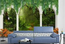 Mural personalizado de papel pintado con foto 3d para sala de estar, columna romana, arco, paisaje forestal, papel de pared de fondo de TV y mural no tejido 2024 - compra barato
