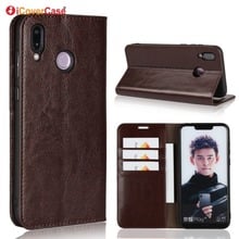 Luxury Real Genuine Leather Wallet Case For Huawei Honor Play Flip Cover Card slot Stand Protect Case for Honor Play 2024 - buy cheap