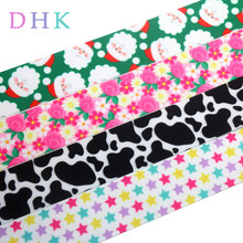 DHK 1.5'' 5yards cow star flower christmas printed grosgrain Ribbon Accessory hairbow headwear decoration Wholesale 38mm C1562 2024 - buy cheap