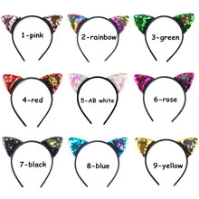 Diadema de lentejuelas para niñas y adultos, diadema Reversible con orejas de gato y Oren, accesorios para el cabello para fiesta, 36 Uds. Por lote 2024 - compra barato