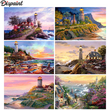Dispaint Full Square/Round Drill 5D DIY Diamond Painting "Lighthouse Scenic" 3D Embroidery Cross Stitch 3D Home Decor Gift 2024 - buy cheap