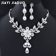 jiayijiaduo Simple Bridal jewelry sets Crystal Flowers Silver color necklace/earring set for women clothing wedding accessories 2024 - buy cheap