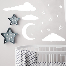 Виниловая наклейка на стену для детской комнаты, мультяшная луна, облака, звезда, облака, небо, природа, наклейка на стену для спальни, гостиной 2022 - купить недорого