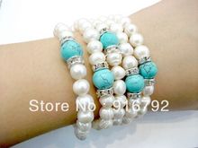 free P&P >>>>> Wholesale 5pcs fantastic freshwater pearl&stone stone lady's noble bracelet 2024 - buy cheap