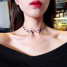 Kejialai colar feminino moderno, simples, de cristal preto, curto, com corrente de osso de gola, de personalidade, para mulheres 2024 - compre barato