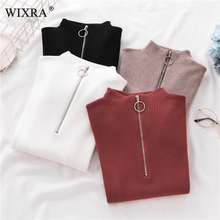 Wixra Winter Spring Zippers Solid Soft Knit Sweater For Women Basic Elastic Pollovers Sweaters Womens Clothing 2024 - buy cheap