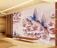 3D relief murals romantic butterfly 3d wallpaper flower 3d room wallpaper landscape Home Decoration 2024 - buy cheap