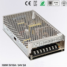 Best quality 5V 10A 24V 2A 100W Switching Power Supply Driver for LED Strip AC 100-240V Input to DC 5V 24V free shipping 2024 - buy cheap
