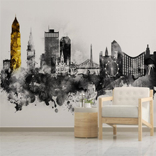 Wellyu-arte nórdico Simple de tinta abstracta, construcción de ciudad, pared personalizada gran Mural, papel pintado verde, papel de pared, 3d para sala de estar 2024 - compra barato