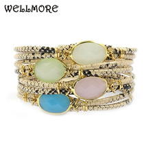 WELLMORE new snake-print Leather bracelet,Stone, crystal,Bohemian bracelets&bangles for women jewelry wholesale 2024 - buy cheap