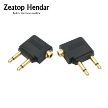 2Pcs Gold Airplane Headphone Audio Converter Adapter for Double 3.5mm Mono Plug to 3.5mm Dual Channel Stereo Jack 2024 - buy cheap