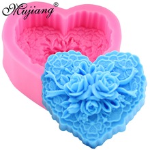 Mujiang-moldes de silicona 3D para laboratorio, moldes de silicona con forma de corazón, rosa, para decoración de bodas, tortas con Fondant, pastel de Chocolate 2024 - compra barato