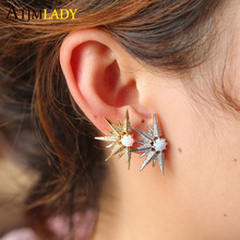 Delicate Cubic Zirconia opal Star sunflower Earrings Fashion Women Jewelry dainty Gold Color Crystal Stud Earrings big cute earr 2024 - buy cheap