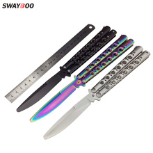 Swayboo Rianbow fade 440C Stainless Steel Training Knife fashionable knife butterfly black  no edge dull tool cosplay knife 2024 - buy cheap