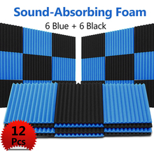 12pcs Soundproofing Acoustic Wedge Studio Foam Wall Panels for KTV Audio Room Studio Room For KTV,Home Theater Black + Blue Foam 2024 - buy cheap