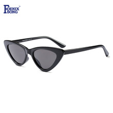 Óculos de sol gatinho armação preta feminina, óculos espelhado 2024 - compre barato