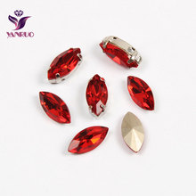 YNARUO 4200 Navette Siam Red Crystals K9 Fancy Rhinestones Claw Settings Sewing on Clothing Bright Craft Art DIY 2024 - buy cheap