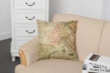 Fronha de algodão e linho em inglês maps, capa decorativa para casa, 45x45cm 2024 - compre barato