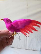 Пена и перья, ярко-розовая птица, примерно 12x16 см, имитация птиц, искусственные крылья, искусственные крылья, украшение для дома и сада, Рождественский подарок w0800 2024 - купить недорого