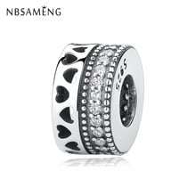 NBSAMENG-abalorio de 100% para mujer, dijes de corazones espaciadores, amor pavé de CZ, apto para cuentas de plata esterlina 925, joyería artesanal 2024 - compra barato