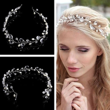 Ouro prata grânulos artesanais mulheres headpiece cristal noiva faixa de cabelo simples casamento videira cabeça nupcial jóias 2024 - compre barato