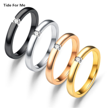 hot gold/silver color zircon crystal rings for women & men stainless steel engagement wedding bands ring couple fashion Jewelry 2024 - buy cheap