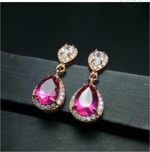 Natural Pink topaz earring Free shipping Natural real Pink topaz 925 sterling silver 6*8mm 2024 - buy cheap