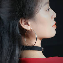 Stainless steel round gold Hoop Earrings oorbellen fashion geometric big circle silver black statement earring for women jewelry 2024 - buy cheap