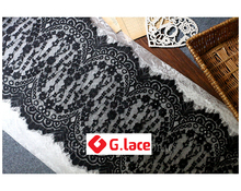 GLace 9m/lot 40cm wide Black and white floral eyelash lace accessories wholesale DIY dress skirt bottom vest fabricTX300 2024 - buy cheap