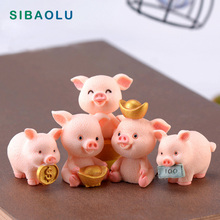 Lucky Pig Model Golden Fortune Miniature figurine cartoon animal wedding decoration fairy garden statue Home Gift Moss garden 2024 - buy cheap