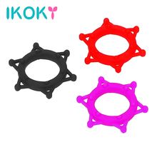 IKOKY Silicone Dildo Extender Cock Ring Delay Ejaculation Elasticity Penis Ring Male Masturbation Sex Toys for Men 2024 - buy cheap