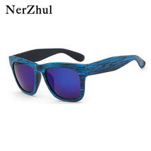 Nerzhul-gafas de sol clásicas para hombre y mujer, productos a la moda, 2018, Unisex, gafas de sol azules de grano de madera, cuadradas 2024 - compra barato