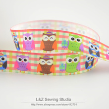 F026#-12 min order is $5(mix order)7/8" 22mm width grosgrain ribbons cute owl designs L&Z sewing studio high quality polyester 2024 - buy cheap