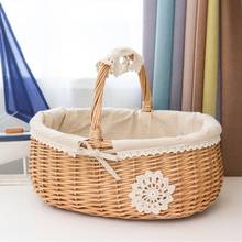 Wicker Rattan Storage Basket DIY Home Desktop Finishing Picnic Fruit Basket Garbage Storage Box Flower Jewelry Makeup Manager 2024 - buy cheap