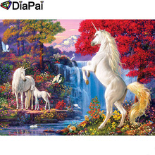 DIAPAI 5D DIY Diamond Painting 100% Full Square/Round Drill "Unicorn waterfall" Diamond Embroidery Cross Stitch 3D Decor A22352 2024 - compre barato