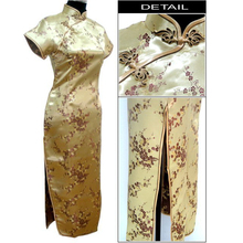 Special Offer Gold Cheongsam Chinese Women's Satin Long Qipao Dress Mujer Vestido Flower Plus Size S M L XL XXL XXXL 4XL 020215 2024 - buy cheap