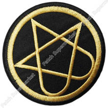 3.5" HIM gold heartagram logo Music Band EMBROIDERED IRON On Patch T shirt Transfer APPLIQUE Heavy Metal Rock Punk Badge 2024 - buy cheap