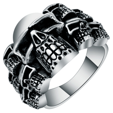 S925 mall кольца с черепами популярные мужские панк-призрак Злые черепа, кольцо байкера, модное властное ювелирное изделие, размер 6-10 2017 2024 - купить недорого