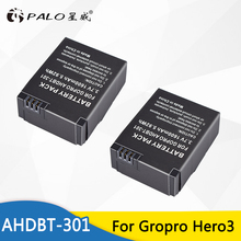 PALO 2 шт. AHDBT-201 301 1600 мАч для камеры GoPro батарея для Gopro Hero 3 3 + AHDBT-301 AHDBT-201 батарея для go pro Аксессуары 2024 - купить недорого